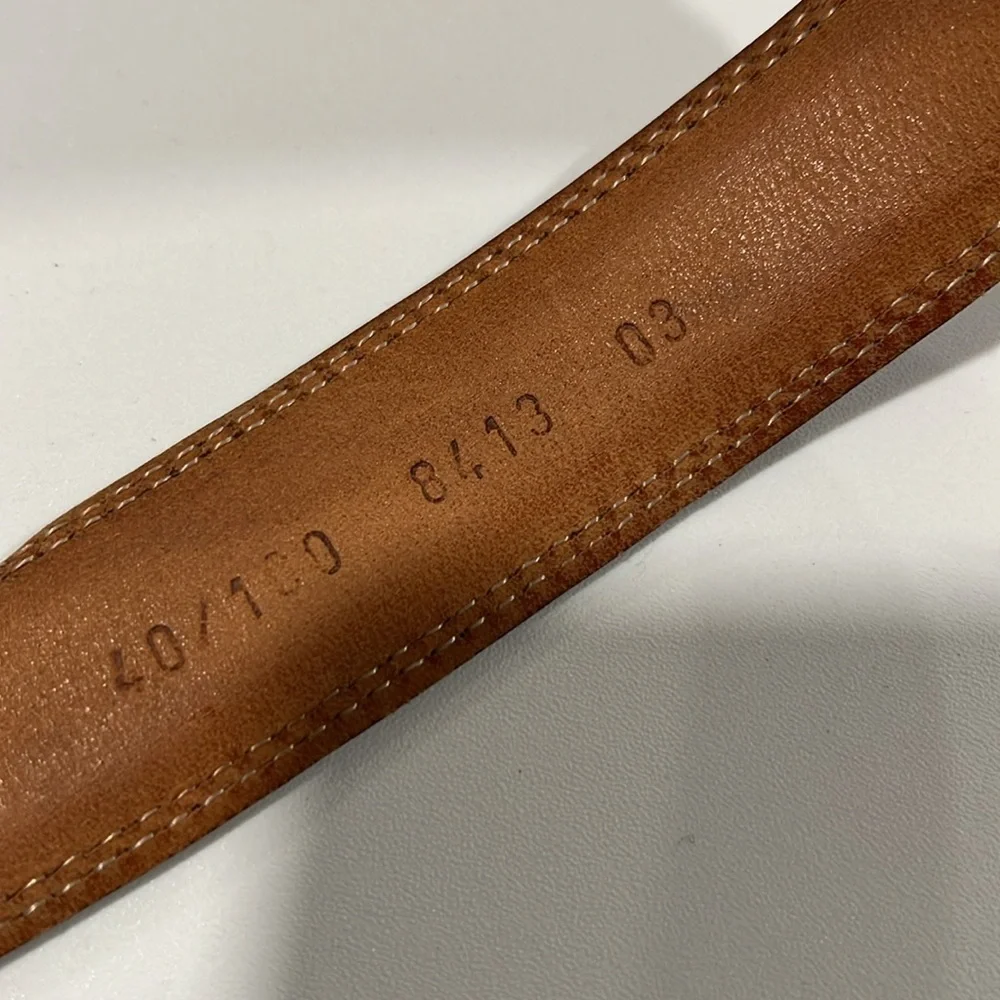 Vintage Italian leather‎ belt - 40, brass hardware